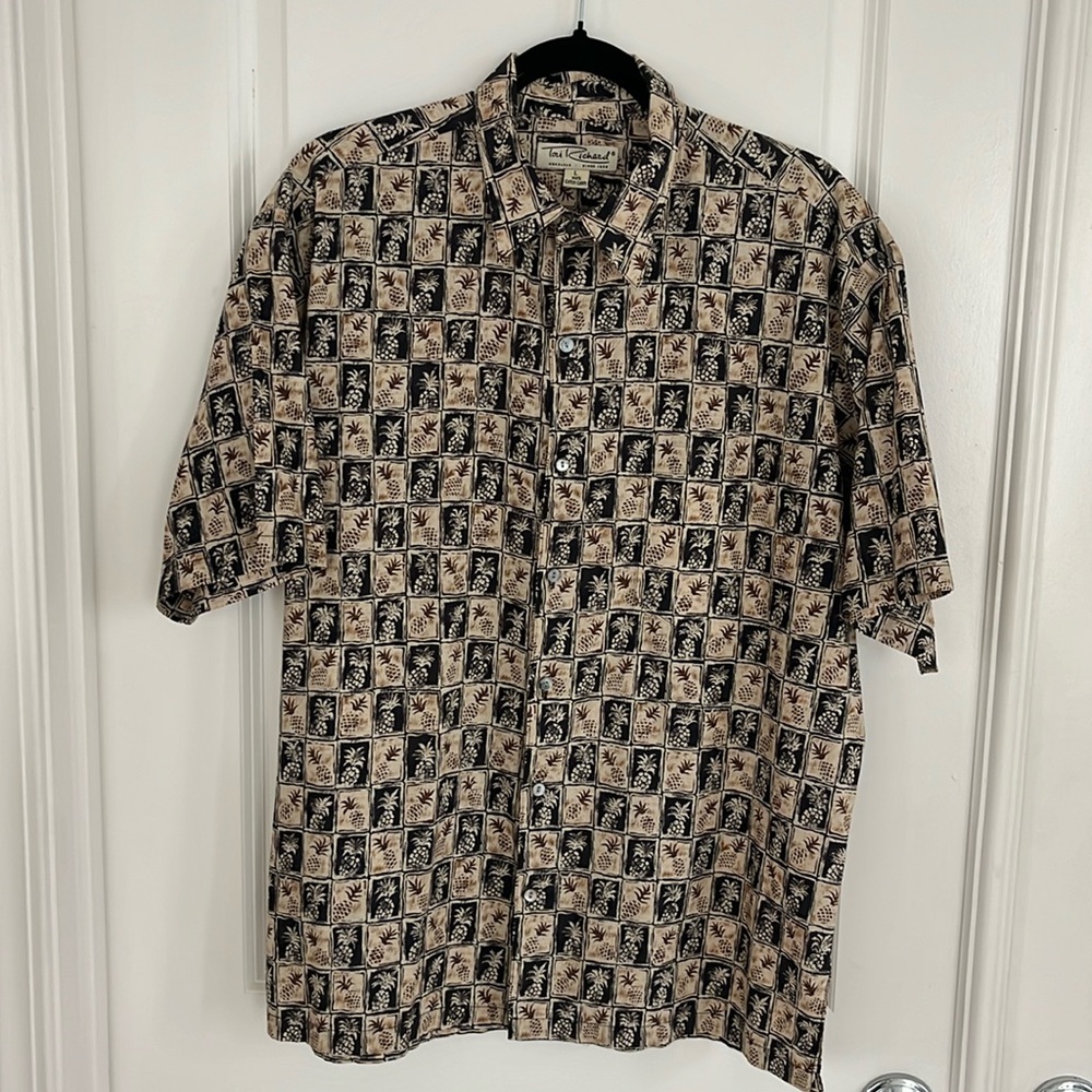Tori Richard Pineapple Print 100% Cotton Lawn Shirt Size Large